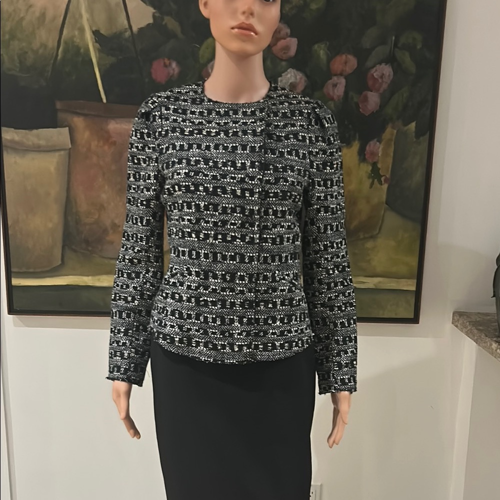 Kobi Halperin Chic Black and White Tweed Jacket